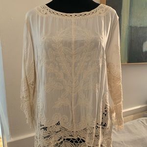 NWT white lace blouse- xl